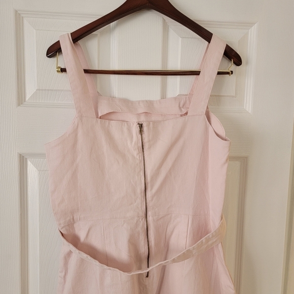 Copper Key Sz L Jumpsuit Straight Wide Leg Belted Square Neck Crop Pink - Picture 6 of 11